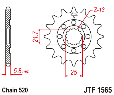 JT SPROCKETS gear wheel JTF1565.13 (214113jt)